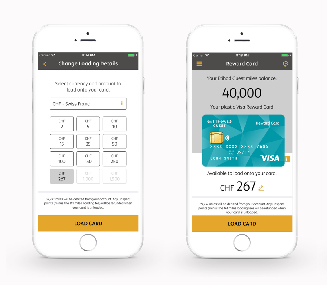 Etihad Airways mobile app using Etihad Altis fonts